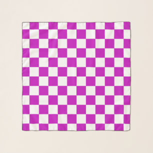 Purple White Checkered Check Pattern Scarf
