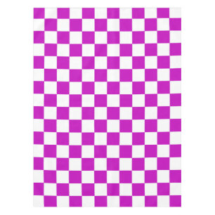 Purple White Checkered Check Pattern Tablecloth