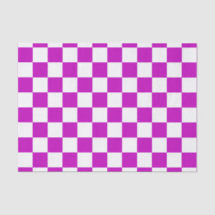 Purple White Checkered Check Pattern Tissue Paper
