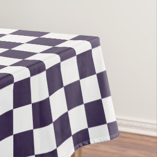 Purple White Checkered Pattern Party Home Decor Tablecloth