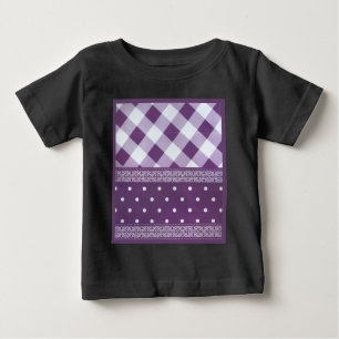 Purple White Checkered Polka Dot Floral Damask Art Baby T-Shirt