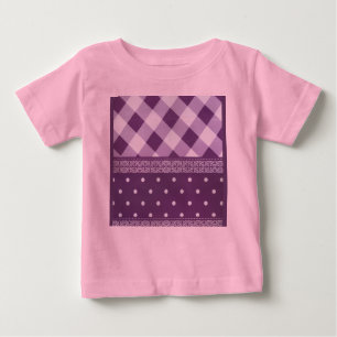 Purple White Checkered Polka Dot Floral Damask Art Baby T-Shirt