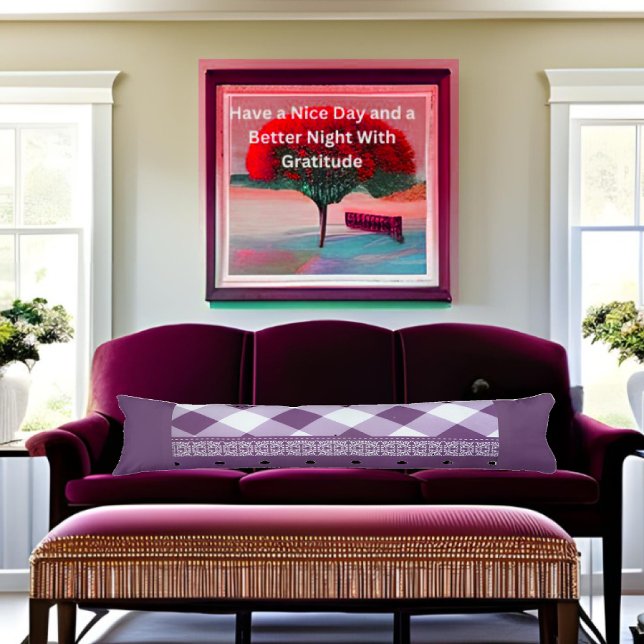 Purple White Checkered Polka Dot Floral Damask Art Body Pillow (Creator Uploaded)