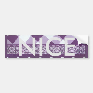 Purple White Checkered Polka Dot Floral Damask Art Bumper Sticker