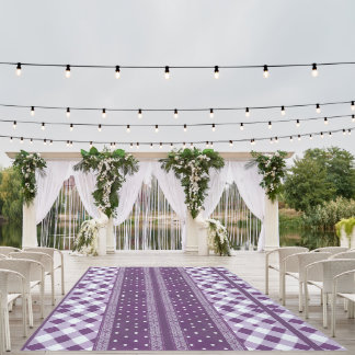 Purple White Checkered Polka Dot Floral Damask Art Outdoor Rug