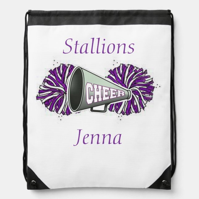 Purple White Cheerleading Personalized Backpack (Front)