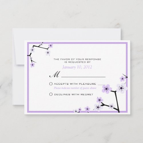 Purple White Cherry Blossom Flowers Custom RSVP
