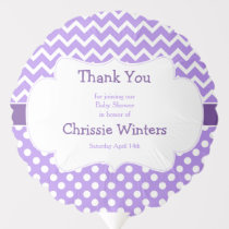 Purple & White Chevron and Polka Dots Baby Shower Balloon