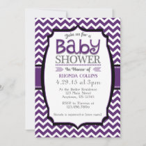 Purple White Chevron Baby Shower Invitation