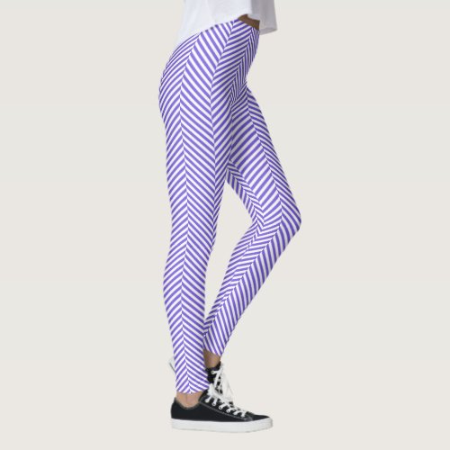 Purple white chevron herringbone style Leggings