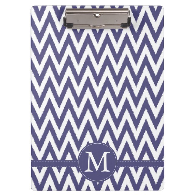Purple White Chevron Monogram Clipboard (Front)