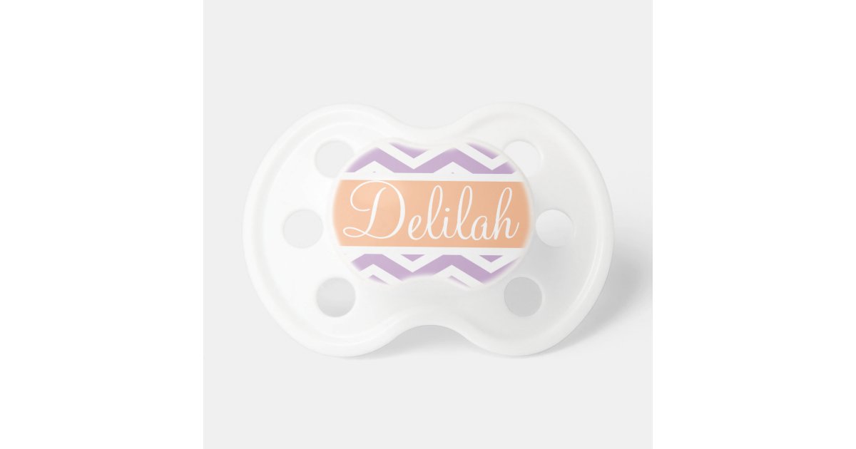 Personalized Name Purple Chevron Baby Pacifier 