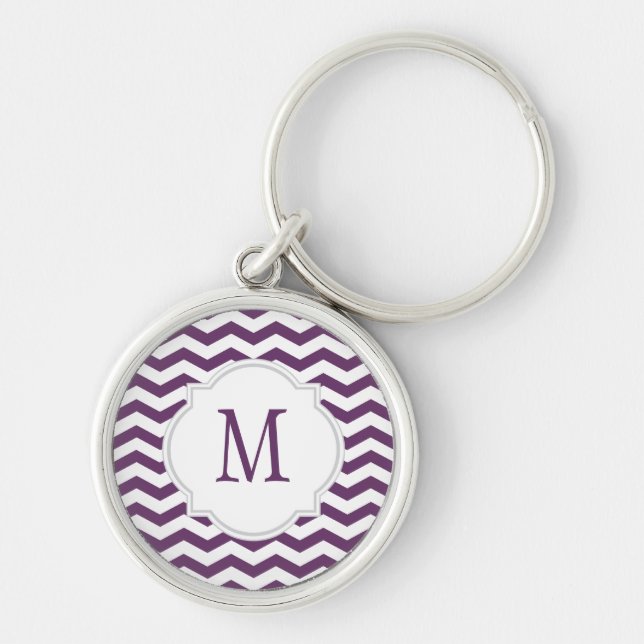 Purple & White Chevron Pattern Keychain (Front)