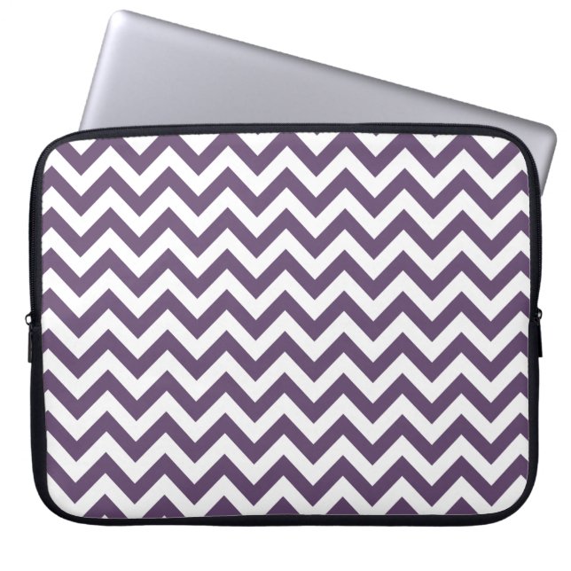 Purple White Chevron Pattern Laptop Sleeve (Front)