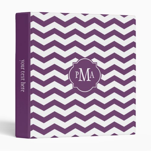 Purple  White Chevron Pattern Monogram Binder