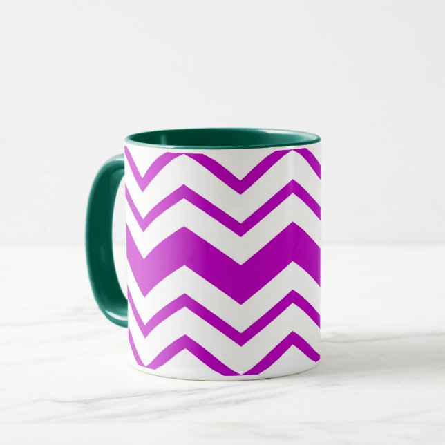 Purple White Chevron Zigzag Pattern Design  Mug (Front Left)