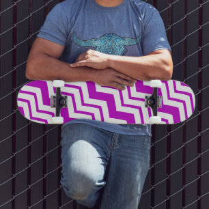 Purple White Chevron Zigzag Pattern Design Skateboard