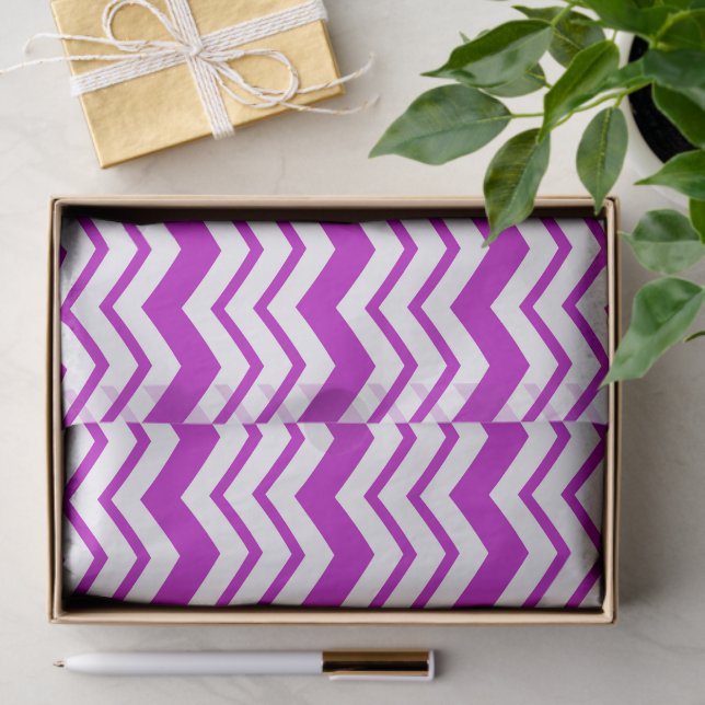 Purple White Chevron Zigzag Pattern Design  Tissue Paper (Gift)