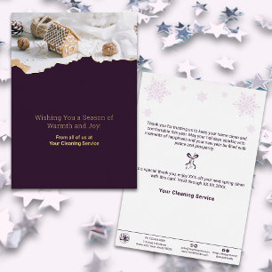 Purple White Christmas Image Foil Holiday Card
