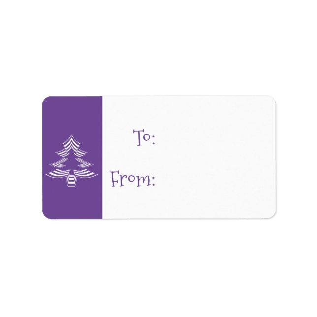 Purple/White Christmas Tree Iconic Pattern Label (Front)