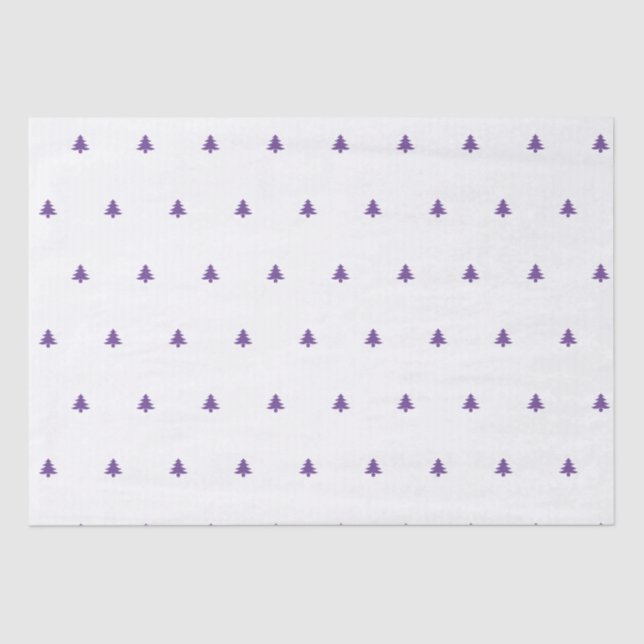 Purple/White Christmas Tree Iconic Pattern Tissue Paper (Front)