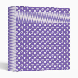 PURPLE & WHITE CIRCLES & WAVES 3 RING BINDER