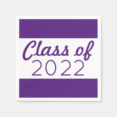 Purple  White Class Year Graduation Napkins