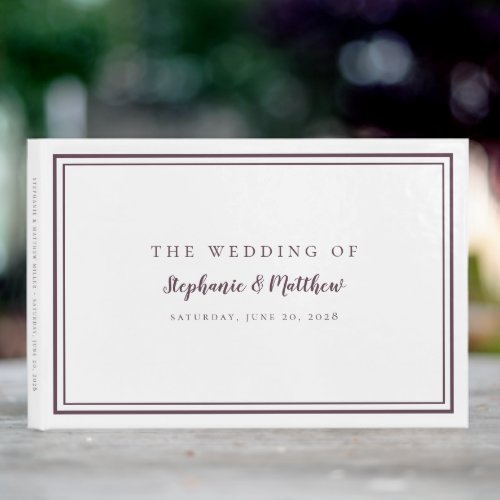 Purple  White Classic Simple Modern Wedding Guest Book