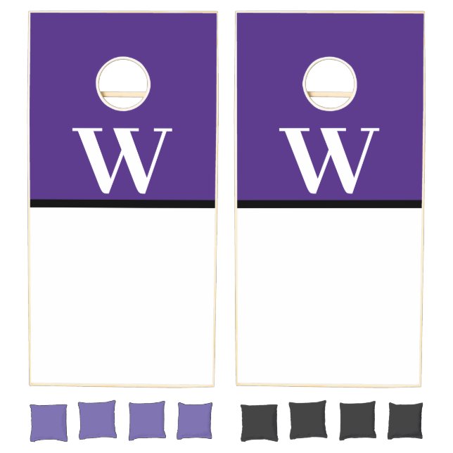 Purple & White College Monogram Cornhole Set (Set)