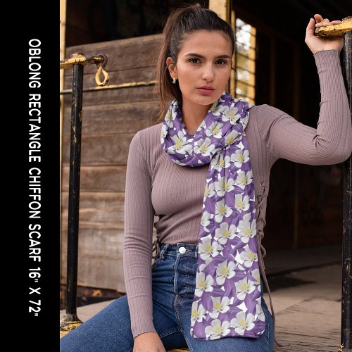 Purple  White Columbine Flower Pattern Long Scarf