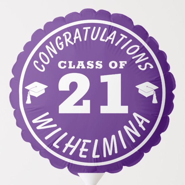 Purple White Congratulations Class of 2024 Balloon (Back)