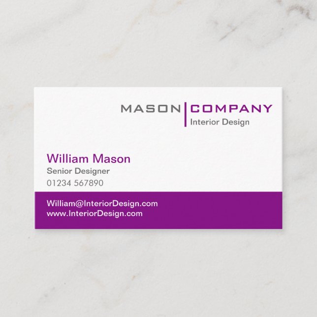 Purple & White Corporate Business Card (Front)