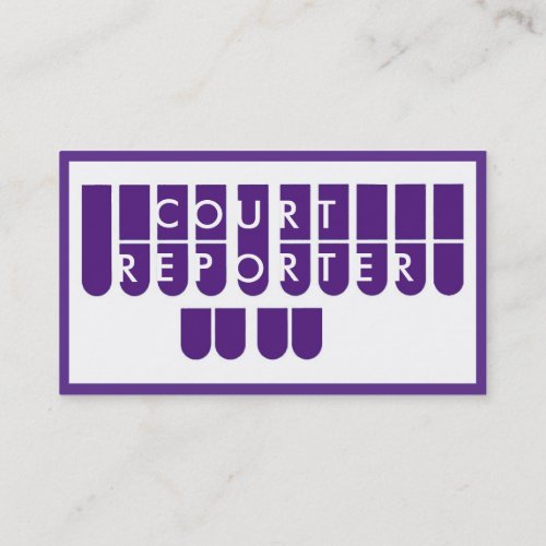 Purple white court reporter custom business cards