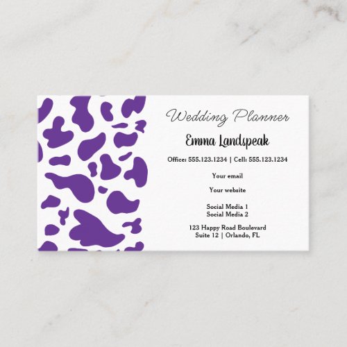 Purple  White Cow Spots QR Code Business Card