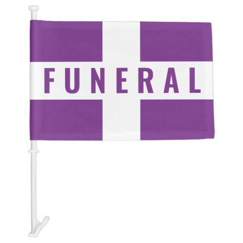 Purple White Cross Funeral Procession Car Flag