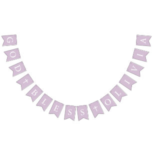 Purple White Cross Girl Baptism Bunting Flags