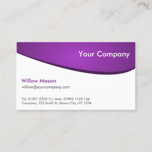 Purple & White Curved, Professional Business Card