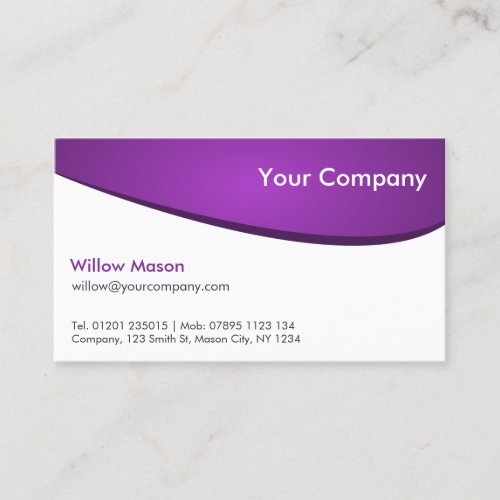 Purple &amp; White Curved, Professional Business Card