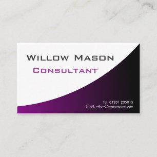 Purple White Curved, Professional Business Card