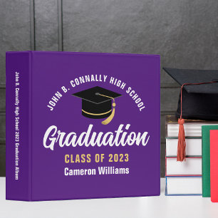 Purple White Custom 2023 Graduation Photo Album 3 Ring Binder