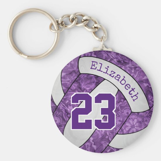 purple white custom girls volleyball team gifts keychain