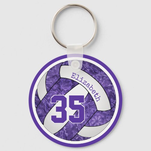 purple white custom girls volleyball team gifts keychain