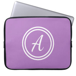 Purple &amp; White Custom Monogram Laptop Sleeve
