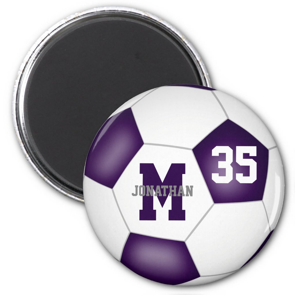 purple white custom soccer team colors party gifts magnet