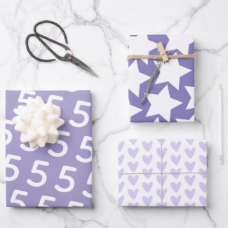 Purple & White Cute Custum Age Kids' Birthday  Wrapping Paper Sheets