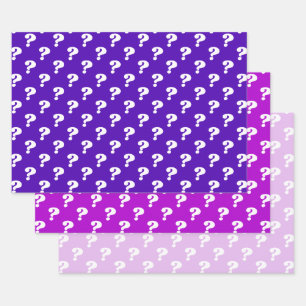 Purple & White Cute Gift Wrapper (Question Mark)  Wrapping Paper Sheets