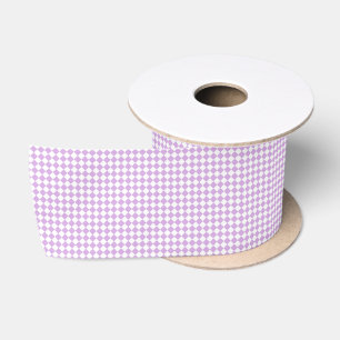 Purple White Diamond Checker Pattern Satin Ribbon