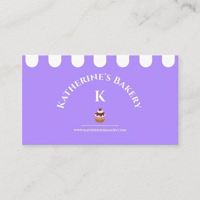 Purple White Elegant Bakery Business Card (Front)