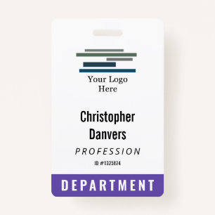 Purple White Employee ID Large Logo Badge