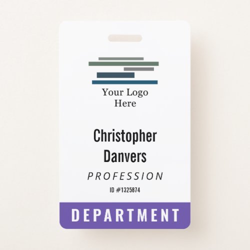 Purple White Employee ID Large Logo Badge